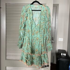Spell Mint Floral Long Sleeve Dress